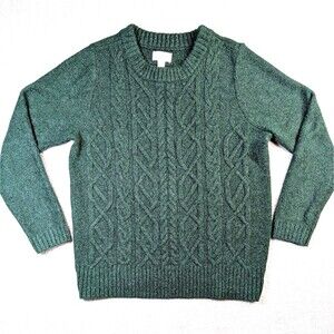 CROFT & BARROW | Dark Green Cable Knit Pullover Sweater | Women’s Large